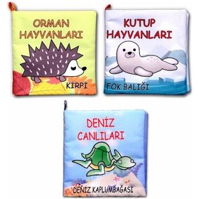 Resim 3 Kitap Tox Orman Deniz ve Kutup Hayvanları Kumaş Sessiz Kitap 