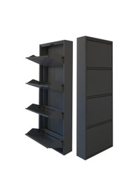 Resim 4'lü Metal Ayakkabılık - Antrasit 