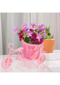 Resim Geeksen Pembe Plastik Sürekli Takıma Uygun Süs Ve Depolama Sepeti - Simülasyon Çiçek Sepeti, Döşeme Ve Bisiklet İçin Kullanılabilir 