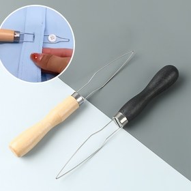 Resim Gömlek ve Kot Düğme Açma Yardımcısı için Plastik ve Ahşap Tutacaklı Kolay Giyim Asistanı - 2/1 Adet 