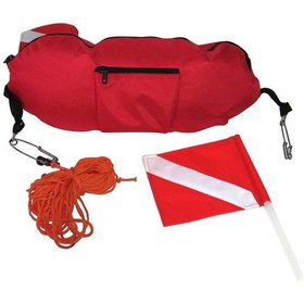 Resim Zıpkınla Balık Tutma Torpido Şamandırası Yüzey Şişme Dalış Bayrak Şamandırası Sinyal Şamandırası57x20CM Kırmızı 