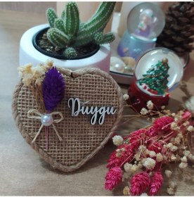 Resim Kalp Jüt Ahşap Mıknatıslı Magnet 10lu 