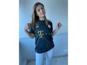 Resim Fc Bayern München Özel Tsarım Gold-Siyah 21/22 Sezon Kısa Kol Yetişkin Forma T-Shrt 