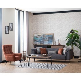 Resim Weltew Home Fethiye Koltuk Takımı 3+1 ( Kiremit - Gri ) 