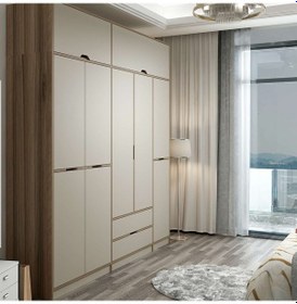 Resim Elina 5 Kapaklı Dolap + Yüklük - Dore/kumtaşı Çok Renkli 