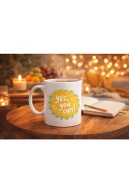 Resim Yes You Can Motivasyon Kupası Model 131 , Pozitif Mesajlı Porselen Kupa , Ilham Veren Tasarım , Ofis & Hediye Kupası 
