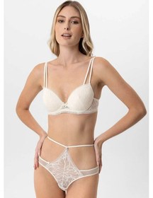 Resim Pierre Cardin Dantelli Soft Push Up Sütyen Takım Ekru 