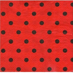 Resim Roll Up Peçete 33x33 Kırmızı Siyah Puantiyeli 20'li 