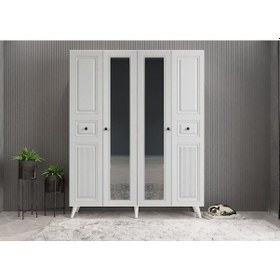 Resim Nossa Membran 4 Kapaklı Portmanto Montaj Dahil Beyaz 160 Cm 