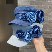 Resim 1 adet Kadınlar için Çiçek Desenli Deniz Bereti Şapka, Ayarlanabilir Baş Boyutu, Nefes Alabilen Polyester, Esnek Olmayan, Bağcıklı Kapanış, Örgü El Sanatları, Sevgililer Günü için Mükemmel - Dekoratif Aksesuarlar Dahil 