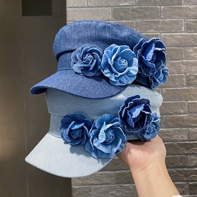 Resim 1 adet Kadınlar için Çiçek Desenli Deniz Bereti Şapka, Ayarlanabilir Baş Boyutu, Nefes Alabilen Polyester, Esnek Olmayan, Bağcıklı Kapanış, Örgü El Sanatları, Sevgililer Günü için Mükemmel - Dekoratif Aksesuarlar Dahil 