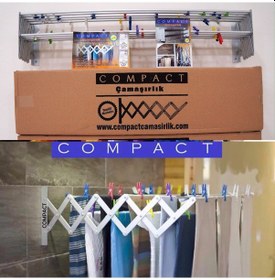 Resim Compact Çamaşır Kurutma Askısı 100 Cm 9 Askılı Duvara Monte Gri 