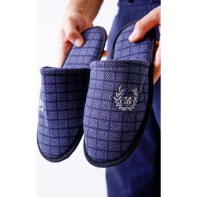 Resim Slipcat Erkek Ev Terliği Kare Desenli Lacivert 