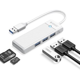 Resim Orico PAPW3AT-U3-015-WH-EP USB 3.0 To 3.0 TF SD Kart Okuyucu 3 Portlu USB 3.0 Beyaz Çoklayıcı Adaptör 