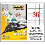 Resim Ekstrafix Lazer Etiket (FİX5035) 52,5X33 mm 