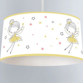 Resim instababyrooms Sarı Peri Yıldızlar Desenli Çocuk Odası Dijital Baskılı Sarkıt Avize 