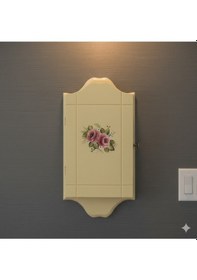Resim El Boyaması Çiçek Desenli Duvar Tipi Anahtarlık Dolabı 