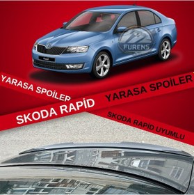 Resim Skoda Rapid Bagaj Üstü Slim Yarasa Spoiler Piano Black Parlak Siyah 