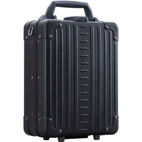 Resim Alüminyum Dikey Evrak Çantası 24 cm, Laptop Bölmeli, TSA Kilitli, Şık ve Güvenli Tasarım - Siyah 