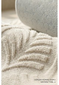 Resim Yuvarlak Beyaz Banyo Paspası Peluş Soft Dokulu Lüx Pufy Halı - Kaymaz Taban Makinede Yıkanabilir Beyaz 