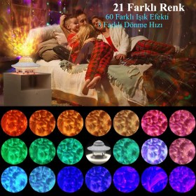 Resim Dailytech Galaxy Projektör Hoparlör Bluetooth Ufo Gece Lambası 