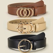 Resim 3 Adet, Basit ve Şık Çok Amaçlı Kadın Kemerleri - Kot Pantolon ve Elbiseler için | Üç|İki|Bir | Alaşım Toka Tasarımı, Geometrik Başlık Siyah, Kahverengi ve Bej Renklerde - Günlük Kullanıma Uygun Mükemmel Bel Aksesuarı 