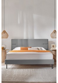 Resim Puffy Baseup Başlıklı Karyola - Antrasit, 160x200 Cm 