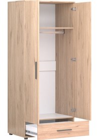 Resim Trendline 2 Kapılı Tek Çekmeceli Gardırop Florida Meşe 80x187x52 Cm 