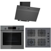 Resim Siemens Yeni Ankastre Set HB012FBH1T Fırın EO6C8PP30O Yeni Ocak 60 cm ve LC64KPJ70T Davlumbazlı Set 