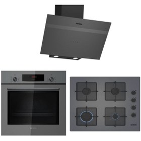 Resim Siemens Yeni Ankastre Set HB012FBH1T Fırın EO6C8PP30O Yeni Ocak 60 cm ve LC64KPJ70T Davlumbazlı Set 