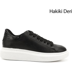 Resim Gönderi R Kadın Siyah Bağcıklı Dolgu Taban Hakiki Deri Sneaker Gdza13424283 Siyah 