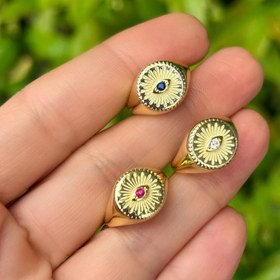 Resim Shiny Eye Şövalye Yüzük - Lacivert Taş 