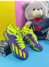 Resim Erkek Çocuk Halısaha Çoraplı Çivisiz Futbol Spor Ayakkabısı F35hs Mor-sarı 