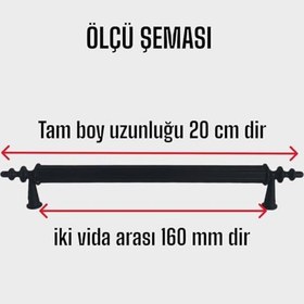 Resim Glaswen 12 Adet Erciyes kulp Siyah 160 mm Kulp Mobilya Mutfak Dolabı Çekmece Dolap Kapak Kulpu Kulbu Metal Kulpları 