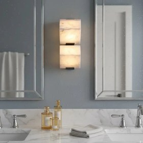 Resim Gemina Alabaster Taşlı Modern Tasarım Duvar Apliği - Siyah / 2’li 