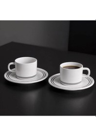 Resim Güral Porselen Mental 4 Parça Çay Fincan Takımı Siyah 