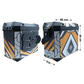 Resim Gp Kompozit DSN07 Universal 40 Lt x 2 Desenli Alüminyum Motosiklet Yan Çanta Seti 