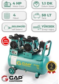 Resim Gap Kompresör Gpy 1500x2 Hava Kompresörü Yüksek Emişli Yağsız Teknoloji 50 L 