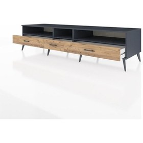 Resim Kronos Tv Ünitesi 3 Raflı 3 Çekmeceli 220x59x51 Antrasit-antrasit/çam Antrasıt/atlas Çam - Antrasıt 