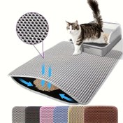 Resim Ekstra Büyük Bal Peteği Çift Katlı Kedi Kumu Matı, Sıçrama Karşıtı Tasarım, Yıkanabilir EVA Malzeme, Delikli Zemin Matı, Kolay Temizlenebilir, Çok Renk Seçeneği İçin Mükemmel Kapalı Kediler ve Kedi Kumu Kutuları İçin | Sıçrama Karşıtı Mat 