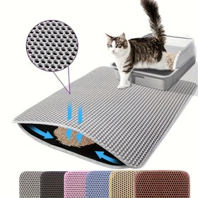 Resim Ekstra Büyük Bal Peteği Çift Katlı Kedi Kumu Matı, Sıçrama Karşıtı Tasarım, Yıkanabilir EVA Malzeme, Delikli Zemin Matı, Kolay Temizlenebilir, Çok Renk Seçeneği İçin Mükemmel Kapalı Kediler ve Kedi Kumu Kutuları İçin | Sıçrama Karşıtı Mat 