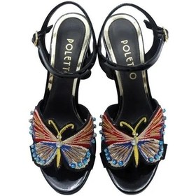 Resim Poletto Hakiki Deri Sıyah-altın Sandalet Topuklu 380 34-530 Siyah - Altın 