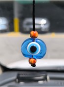 Resim Esey Dizayn Nazar Boncuk Araba Dikiz Ayna Süsü - PLASTİK MALZEME MAVİ 