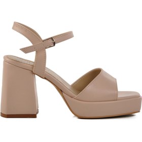 Resim AYAKMOD Bej Platform Topuk Kadın Topuklu Ayakkabı 284091 Z 