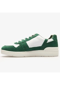 Resim Lacoste T-clip Leather Mens Sneaker Hakiki Deri Günlük Spor Ayakkabı Beyaz Yeşil Beyaz 