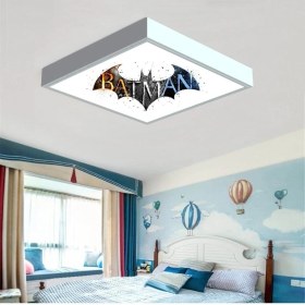 Resim Gökyüzü Panel Batman-Çocuk Avize-Lamp 60 x 60 Baskılı LED Avize- Beyaz Çerçeve-Led Işık-Kolay MONTAJ-60W 