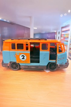 Pilli Işıklı Sesli Sürtmeli Kapıları Açılan Minibüs Turuncu - Mavi