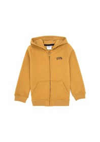 Resim U.S. Polo Assn. Erkek Çocuk Hardal Fermuarlı Kapüşonlu Örme Hırka 50313852-VR151 
