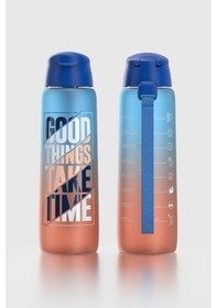 Resim Renga Pera Çift Renk Yazı Desenli 820 Ml Askılı Mat Tritan Matara 912134 Mavi-turuncu Turuncu - Mavi 