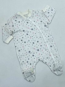 Resim Aydodo Yıldız Desenli Yandan Çıtçıtlı Patikli Organic Muslin Tulum 